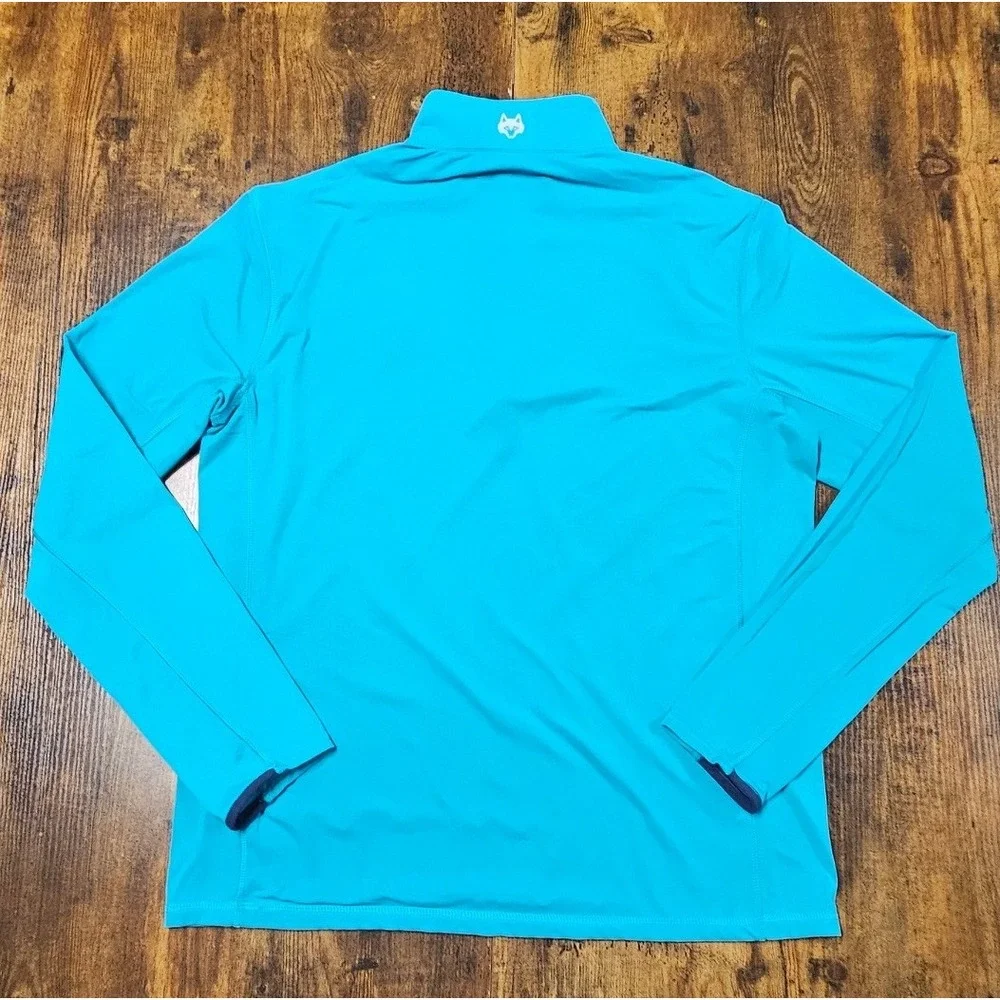 Greyson Men Turquoise Blue Quarter Zip Golf Pullover RR Wolf Logo Size M